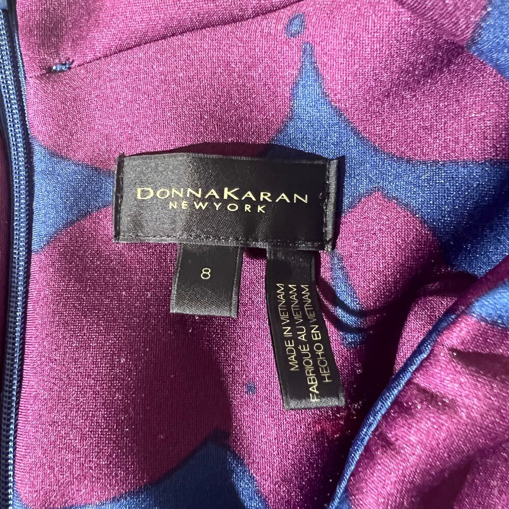 Donna Karan New York Floral Fit & Flare Dress Blue Magenta Size 8 - Picture 3 of 16